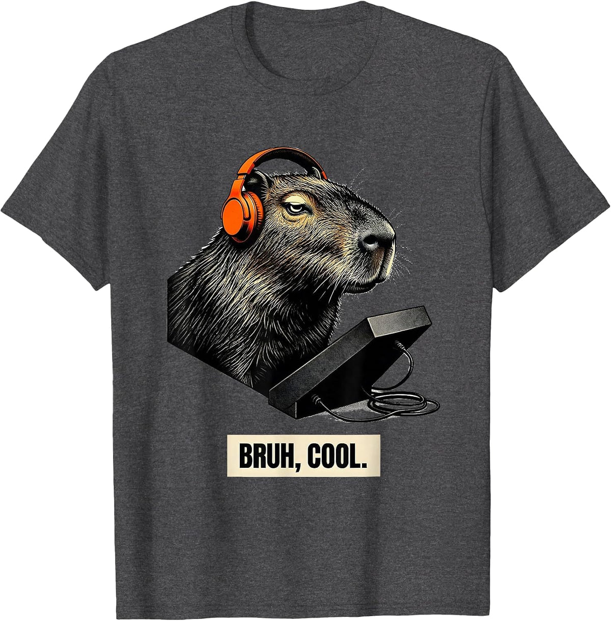 Men's Bruh Cool Funny Capybara Gamer Meme Lover T-Shirt - Dark Heather Grey