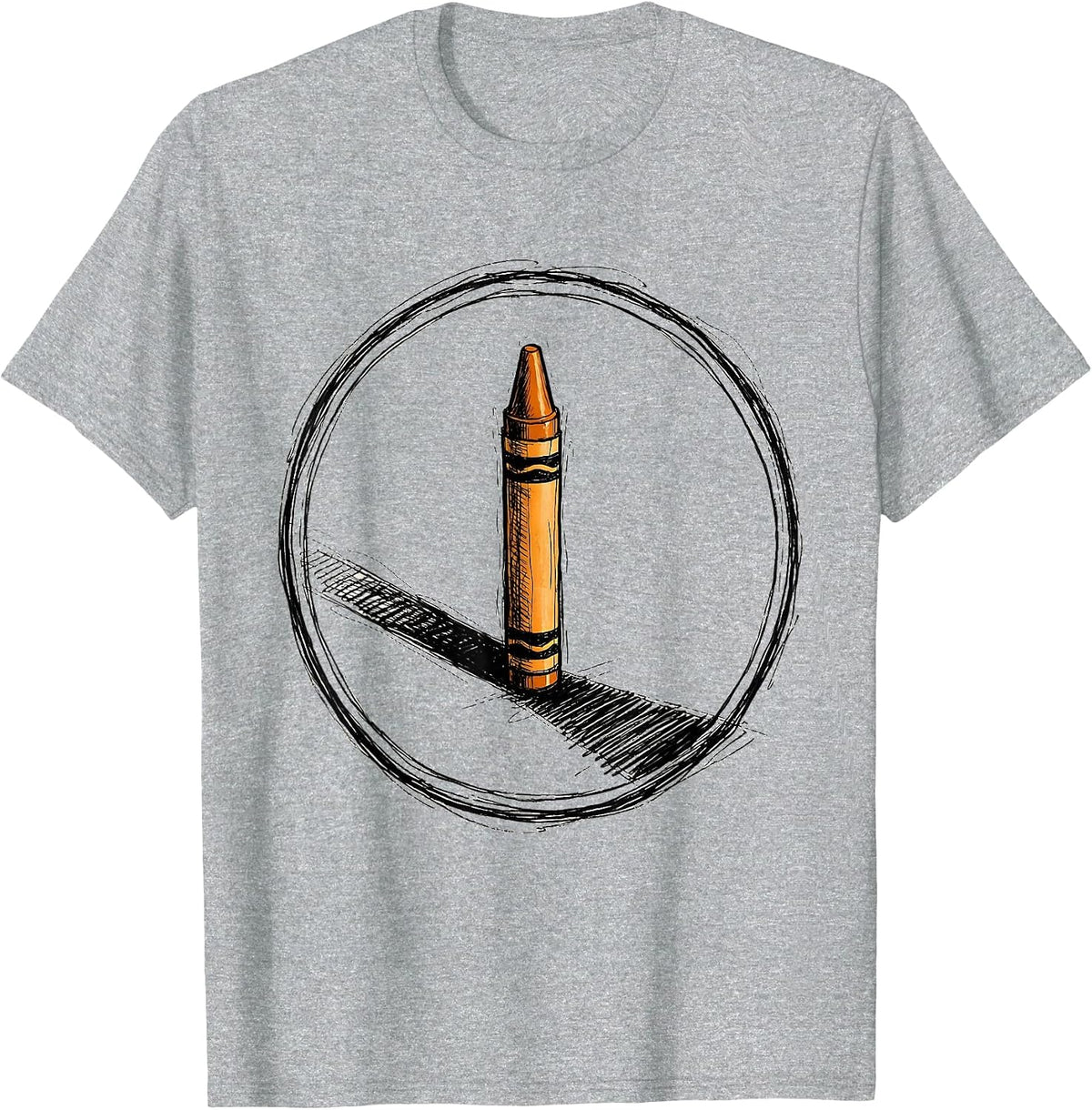 Men's Crayon Long Shadow Graphic Design T-Shirt - Heather Grey