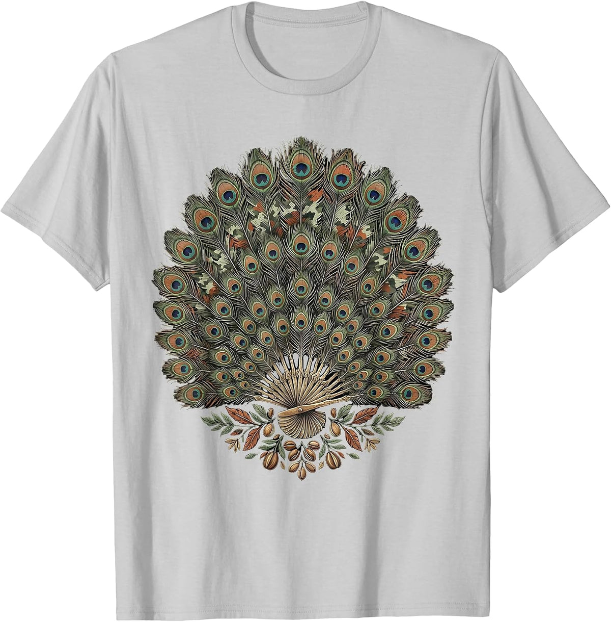 Men's Wild Turkey Fan Spread Camo Illustration T-Shirt - Silver Grey