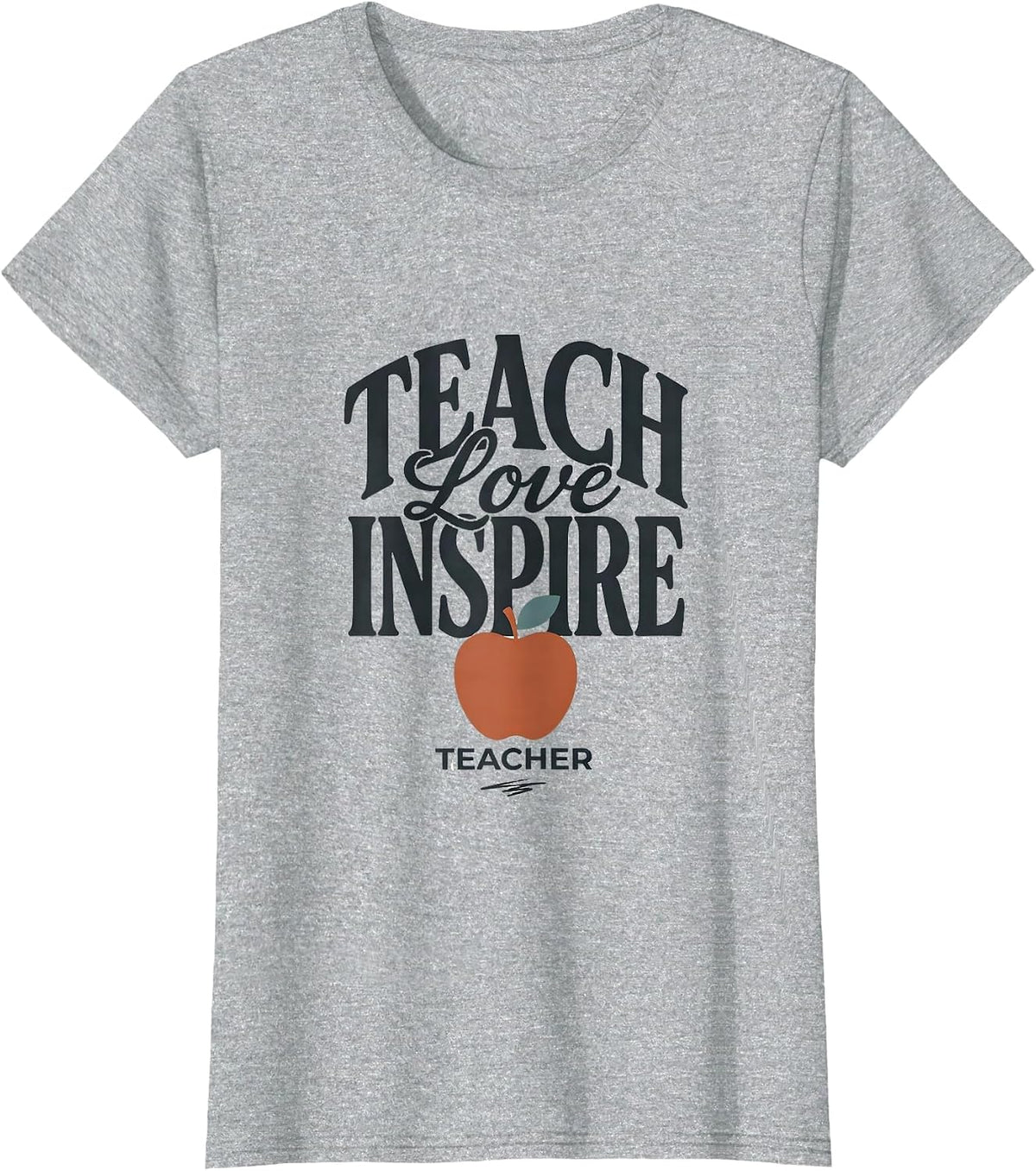 Teach Love Inspire Teacher Retro Classroom Back To School T-Shirt - Heather Grey