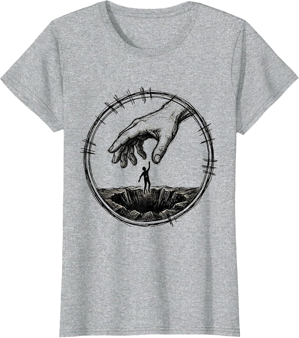 Social Worker Helping Hand Graphic Design T-Shirt - Heather Grey