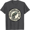 Men's Veiled Chameleon Sitter Certified Whimsical Fantasy Reptile T-Shirt - Dark Heather Grey
