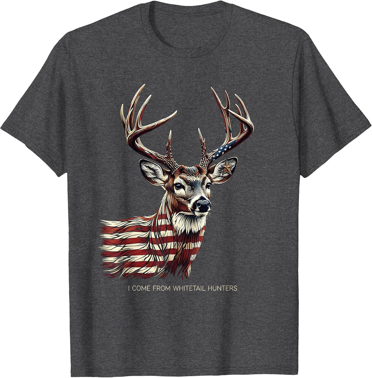 I Come From Whitetail Hunters Patriotic Camo Deer Hunter Dad T-Shirt - Dark Heather Grey