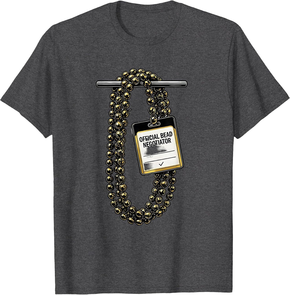 Men's Official Bead Negotiator Funny Mardi Gras Party Group T-Shirt - Dark Heather Grey