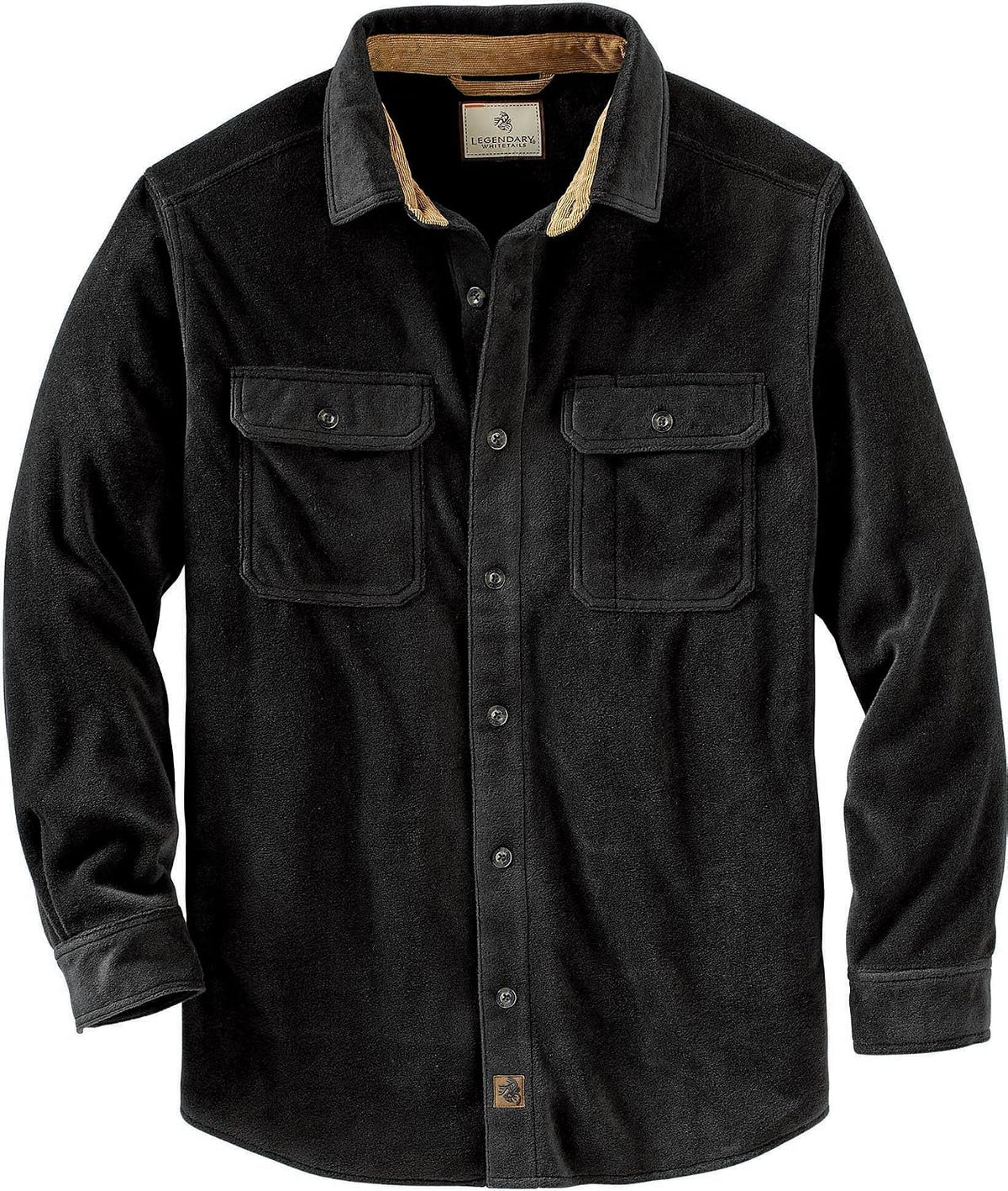 Legendary Whitetails Mens Long Sleeve Fleece Button Up Shirt - Standard Black