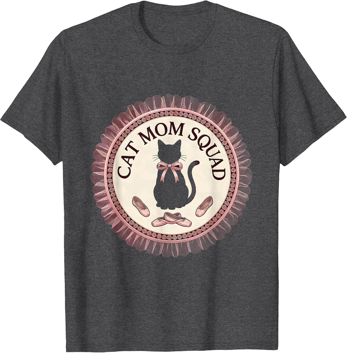 Cat Mom Squad Proud Feline Parent Design T-Shirt - Dark Heather Grey