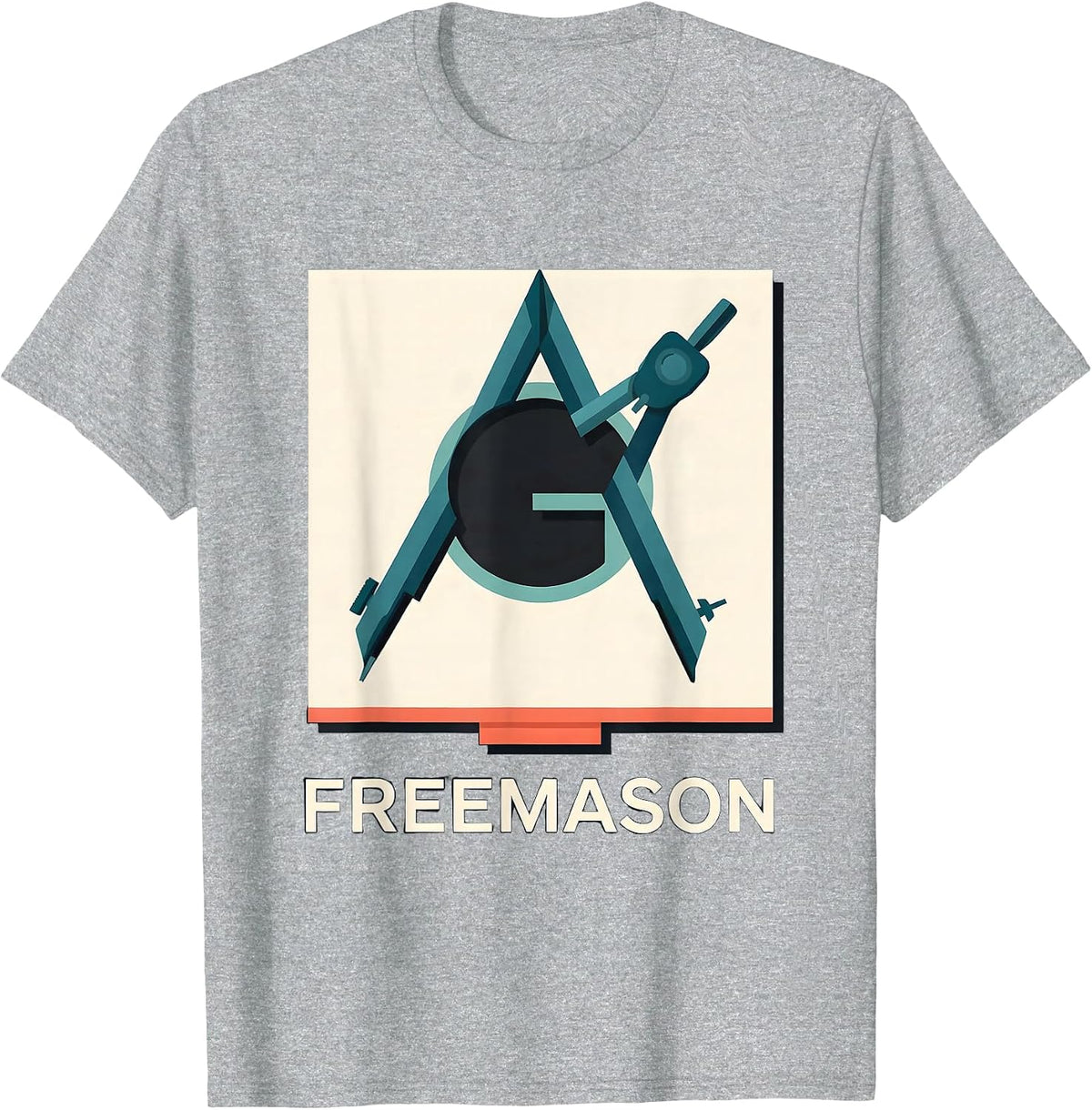 Men's Freemason Square And Compass Masonic Fraternal Pride T-Shirt - Heather Grey