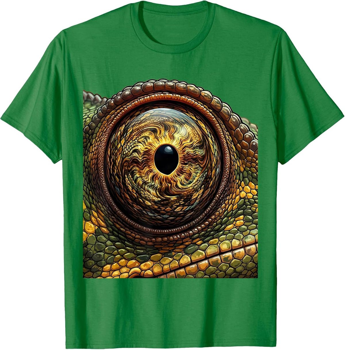 Men's Chameleon Eye Close-Up Swirling Iris Art Design T-Shirt - Kelly Green