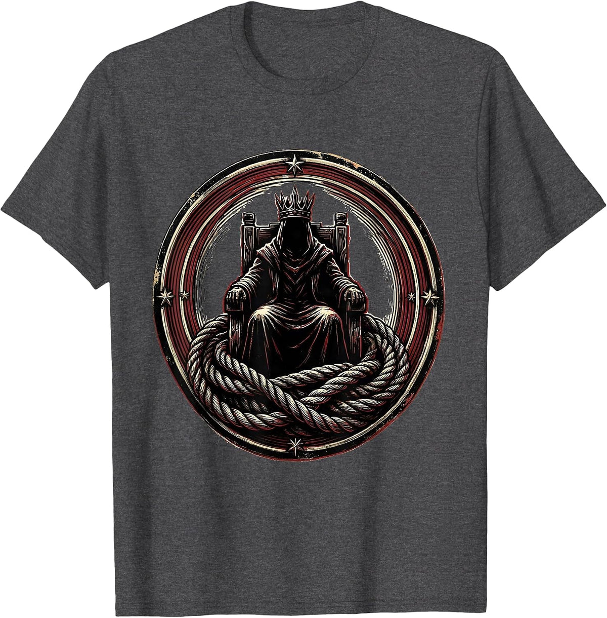 Men's Chaos Coordinator Crowned Throne Graphic Tee T-Shirt - Dark Heather Grey
