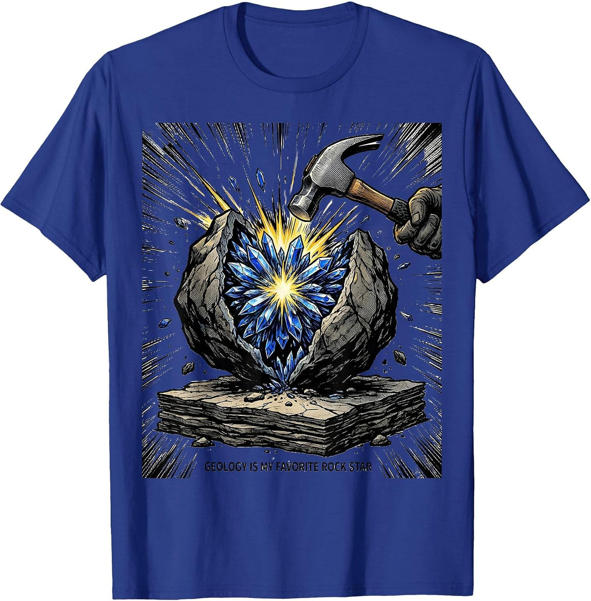 Geology Is My Favorite Rock Star Comic Book STEM Teacher T-Shirt - Royal Blue