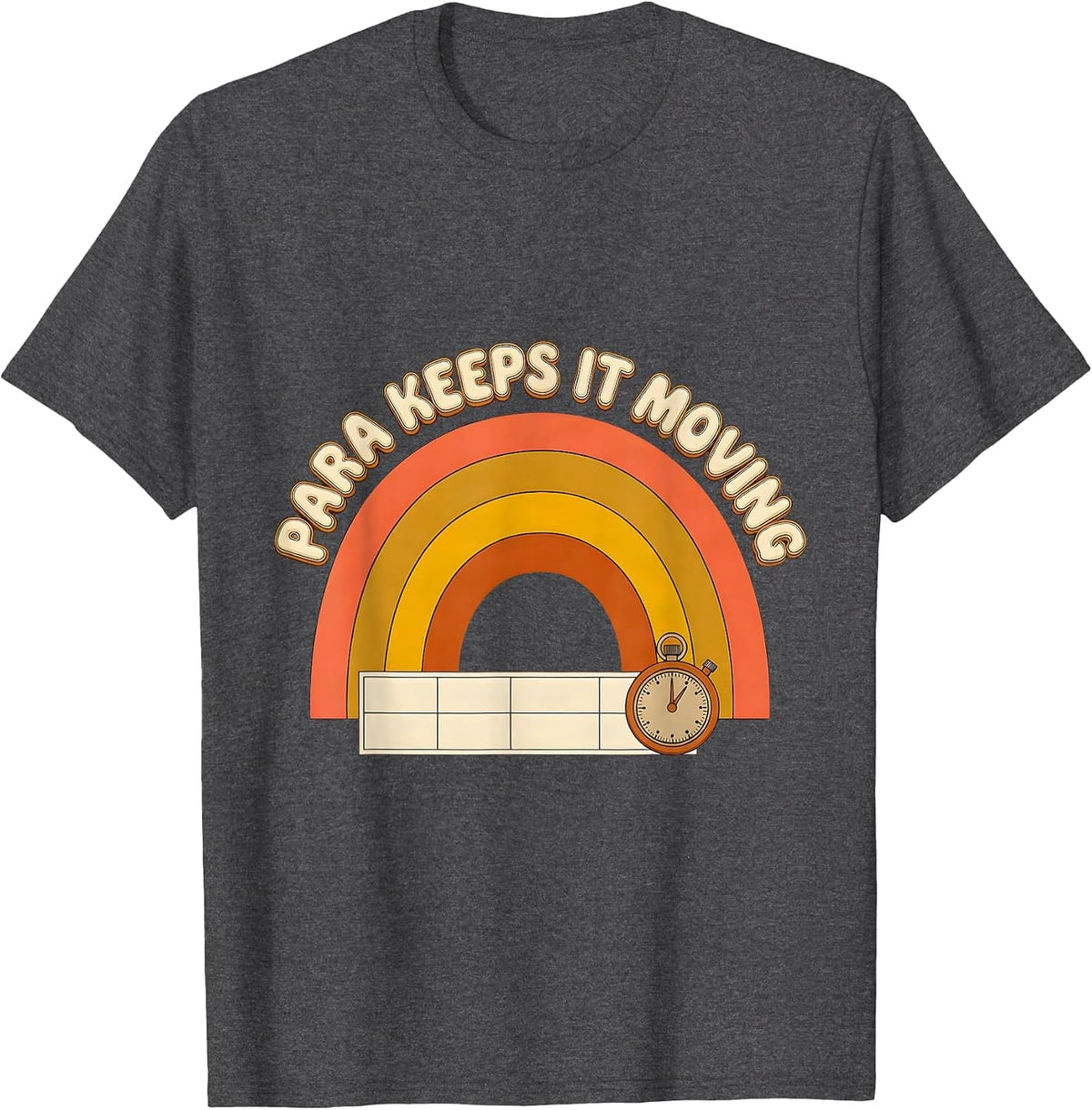 Para Keeps It Moving Retro 70s Paraprofessional Appreciation T-Shirt - Dark Heather Grey