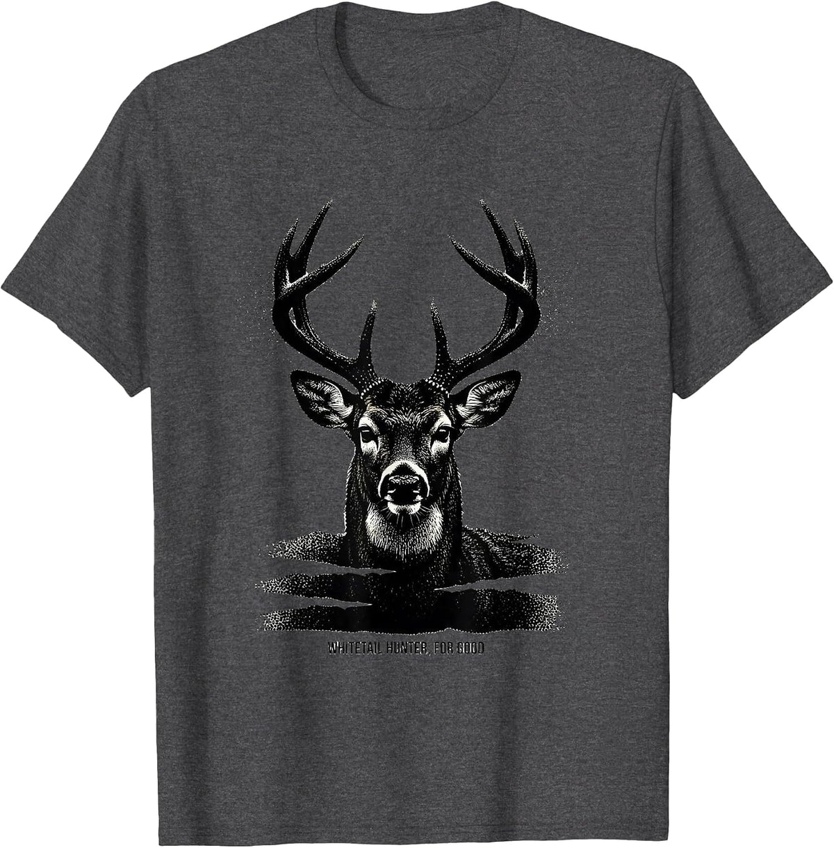 Whitetail Hunter For Good Blackwork Dotwork Hunting Dad T-Shirt - Dark Heather Grey