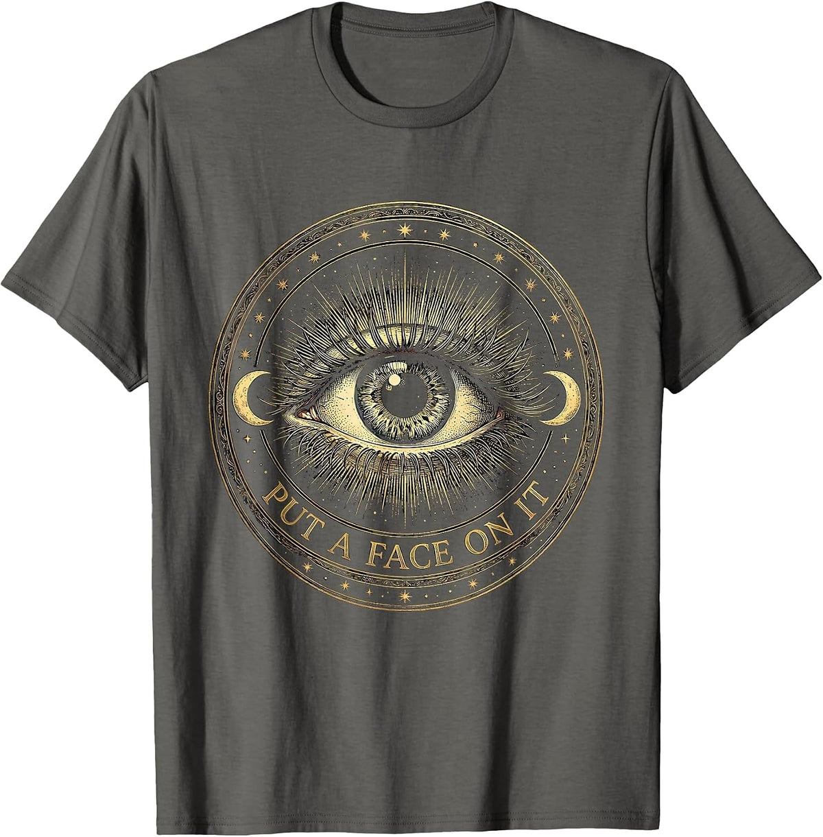 Men's Put a Face on It Bold Graphic Design T-Shirt - Asphalt Grey