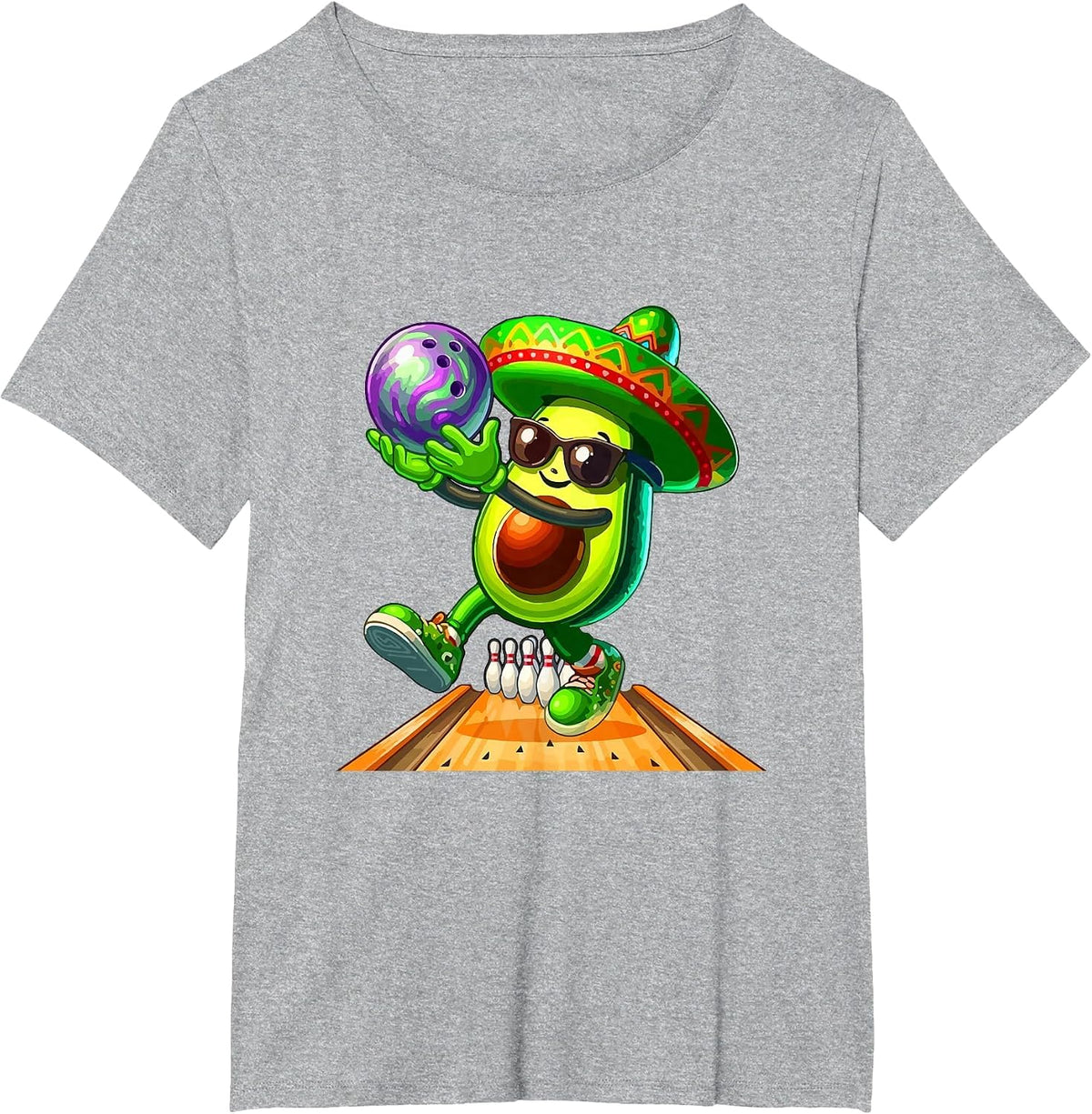Cinco De Mayo Playing Bowling Costume Avocado Lover Vegan T-Shirt - Heather Grey