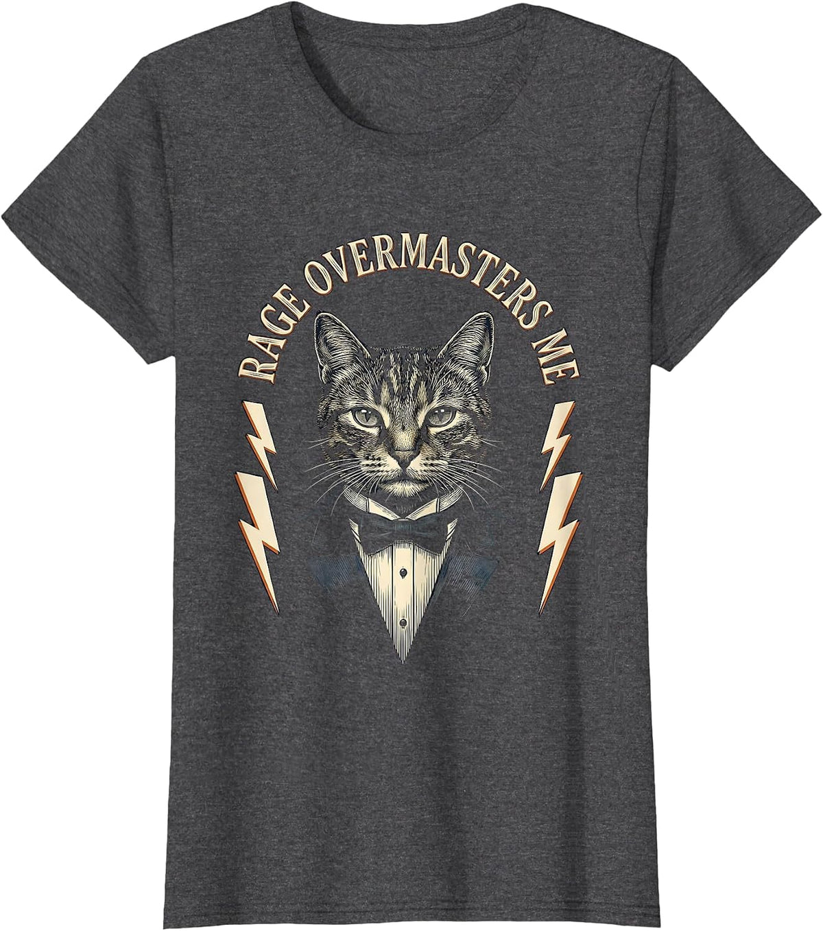 Women's Rage Overmasters Me Funny Tuxedo Cat Meme Humor T-Shirt - Dark Heather Grey