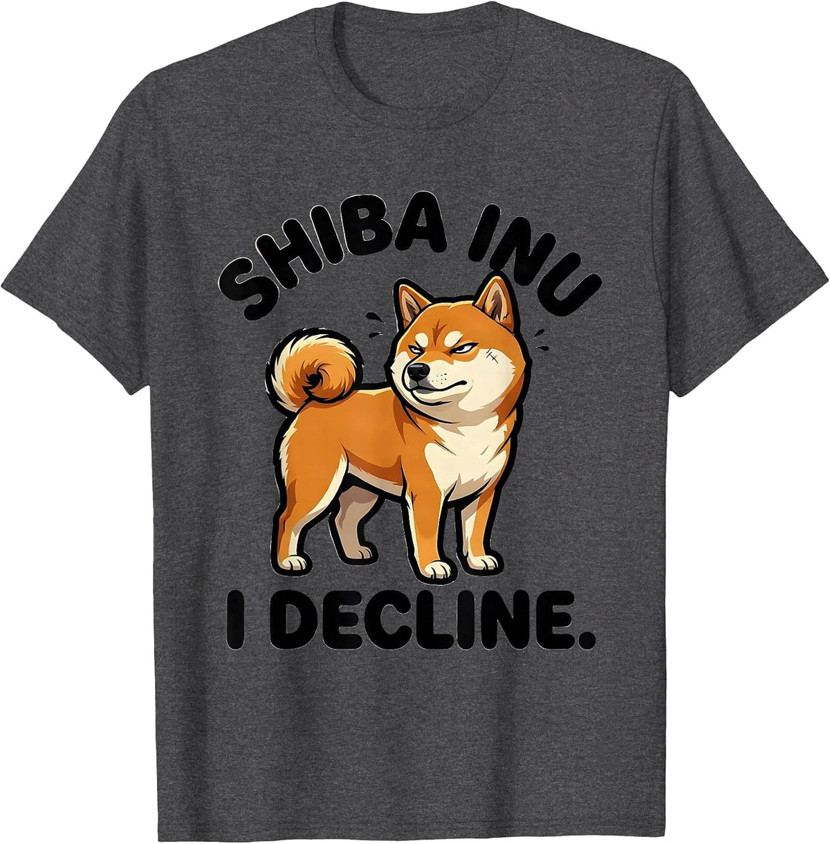 Men's Shiba Inu I Decline Funny Kawaii Dog Lover Anime Gift T-Shirt - Dark Heather Grey