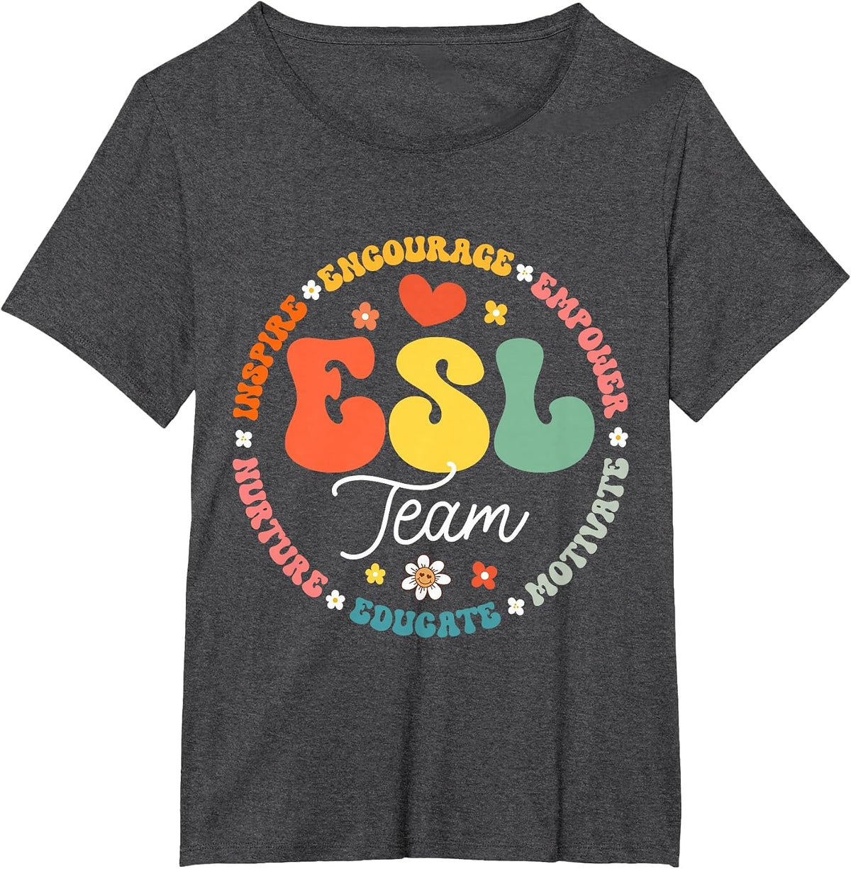 ESL Team Teacher English As A Second Language Squad T-Shirt - Dark Heather Grey
