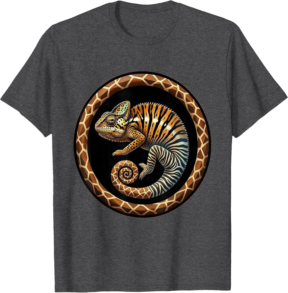 Men's Chameleon Animal Print Skin Shift Graphic T-Shirt - Dark Heather Grey