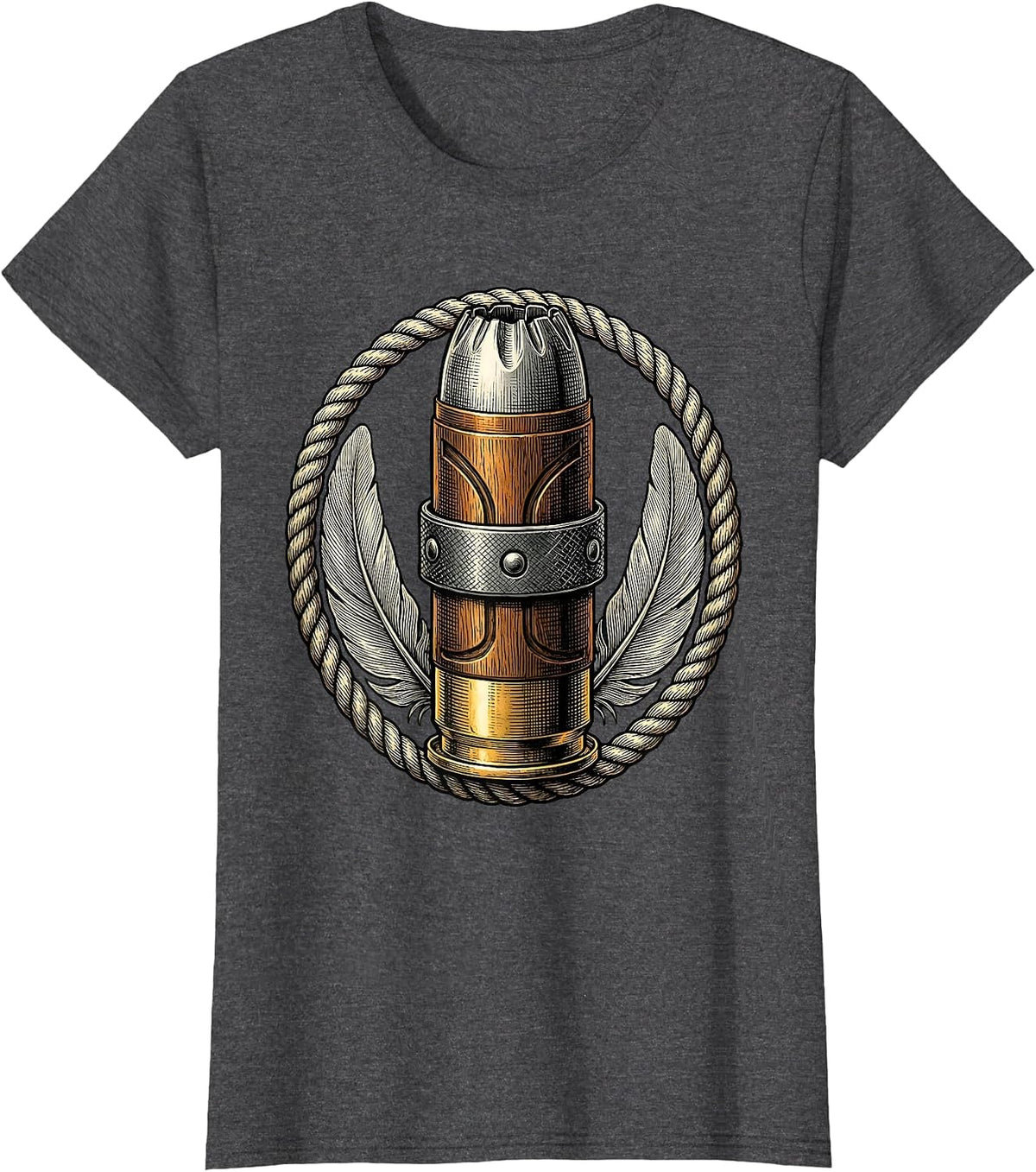 Women's Duck Band Shotgun Shell Hunting Graphic T-Shirt - Dark Heather Grey