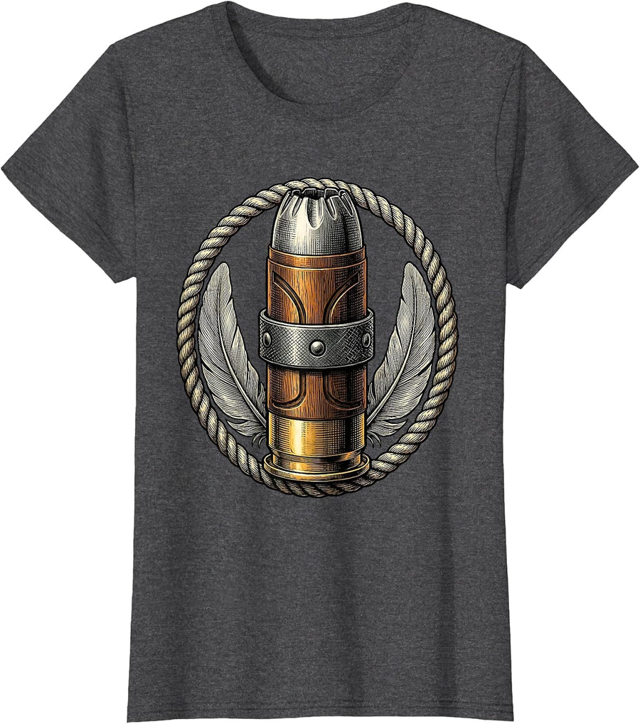 Women's Duck Band Shotgun Shell Hunting Graphic T-Shirt - Dark Heather Grey