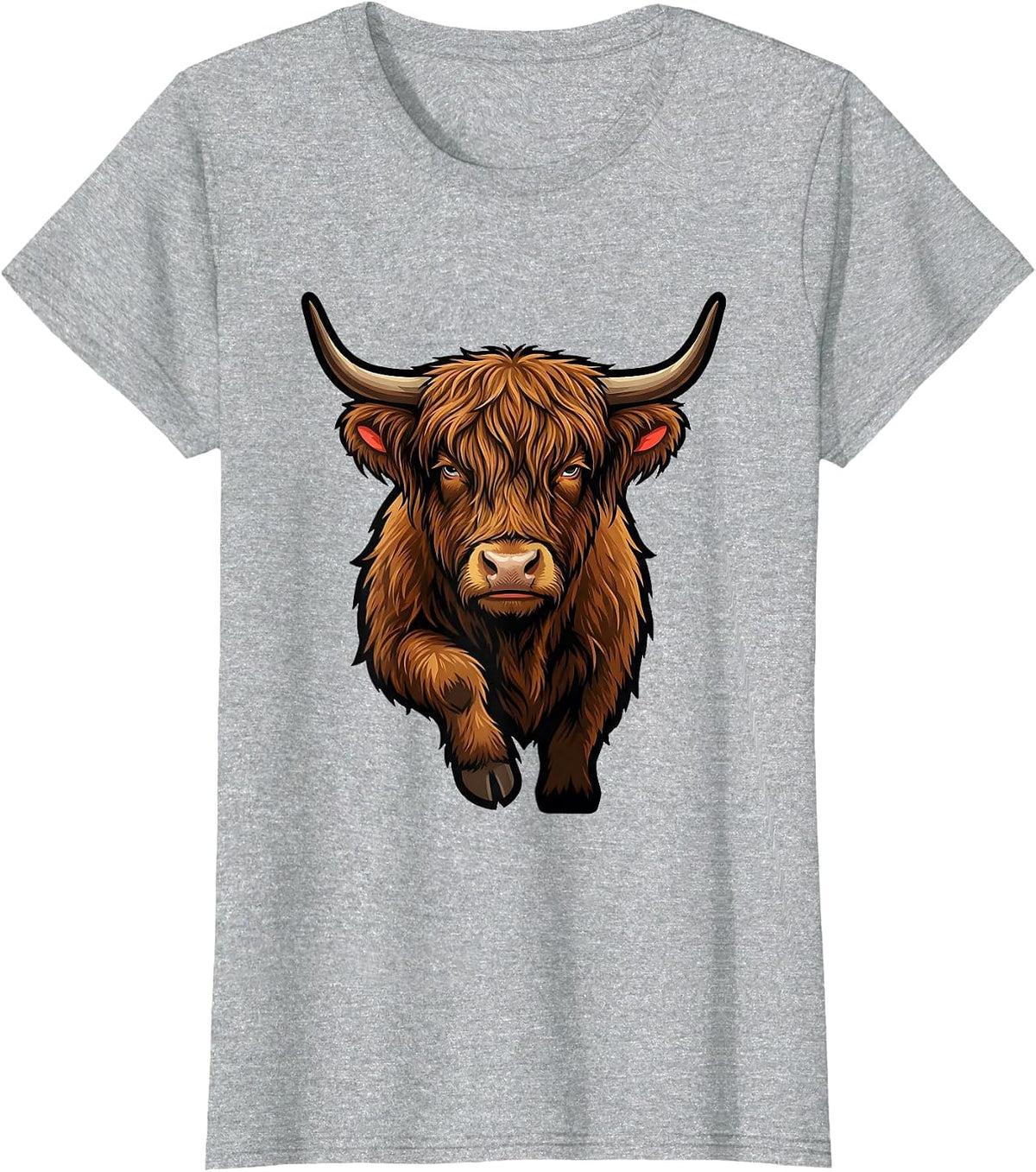 Compact Highland Cow Bust Sassy Cute Farm Animal Humor T-Shirt - Heather Grey