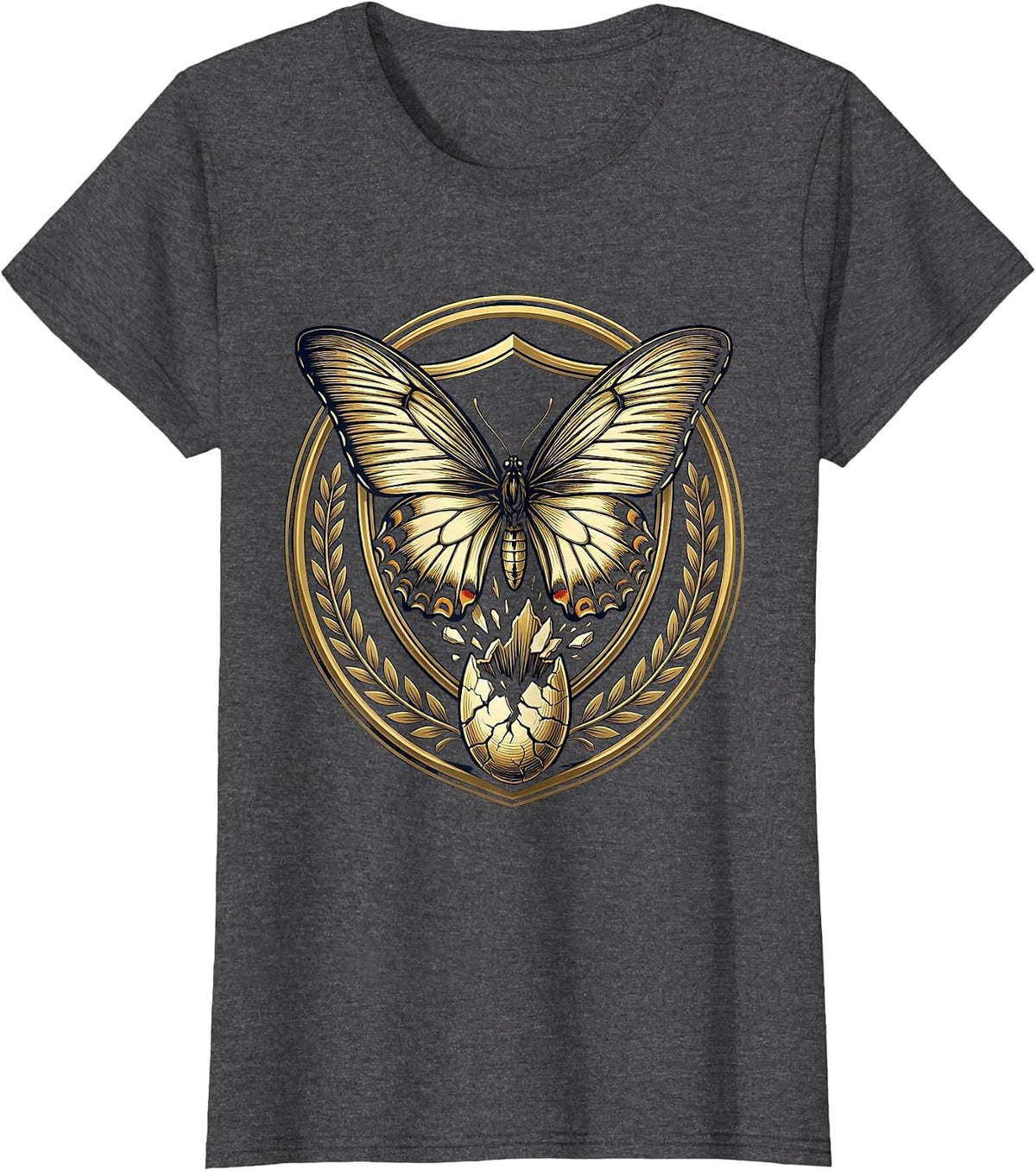 Women's Social Worker Butterfly Emerging Cocoon Graphic T-Shirt - Dark Heather Grey