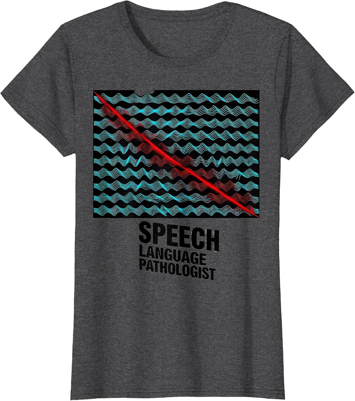 Women's Speech Language Pathologist New Wave Typography SLP Pride T-Shirt - Dark Heather Grey