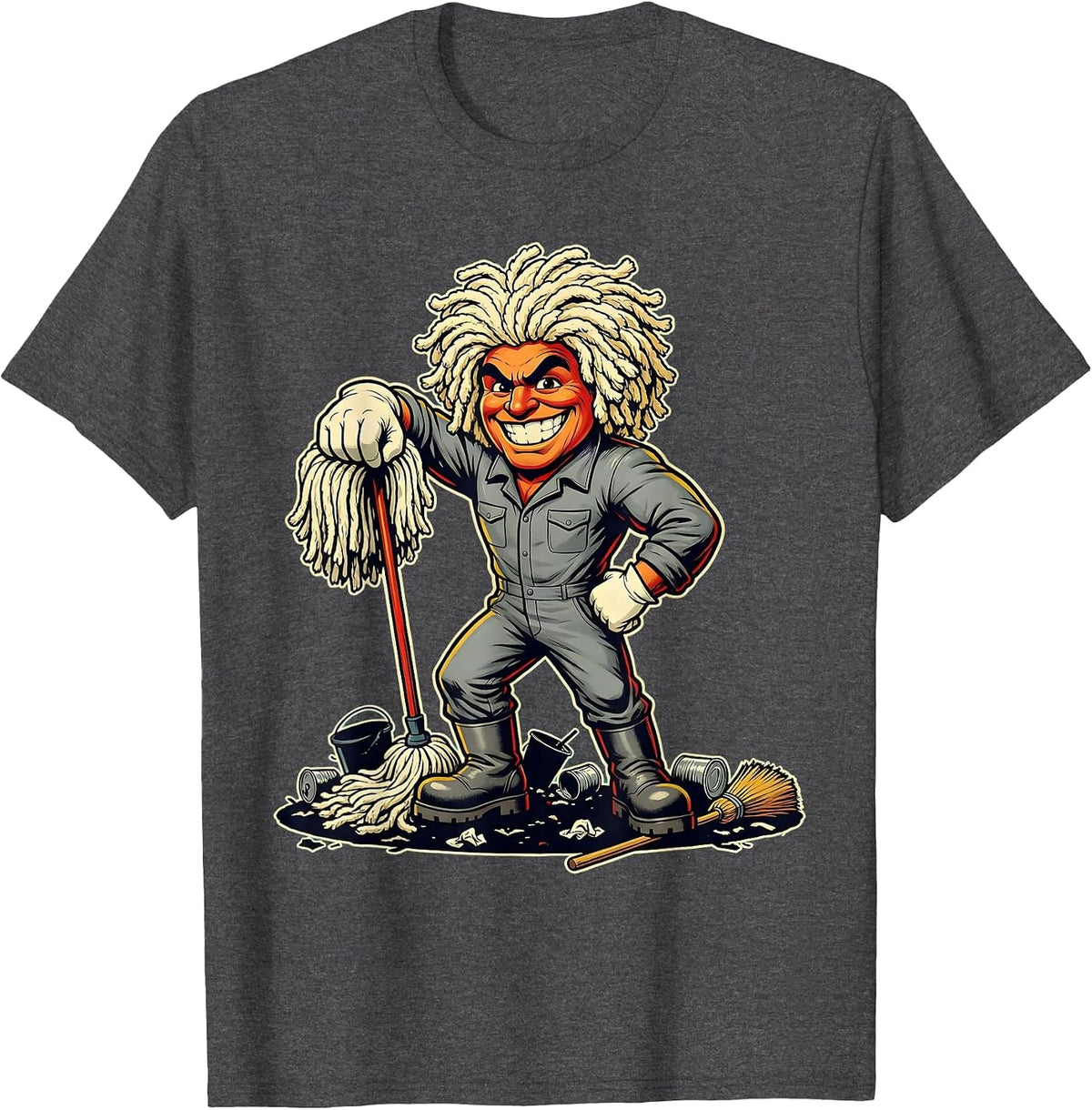 Men's Chaos Coordinator Janitor Battlefield Graphic T-Shirt - Dark Heather Grey