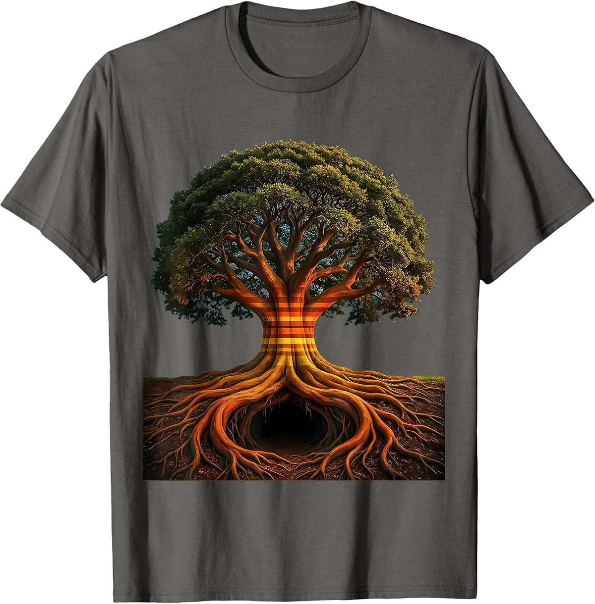 Social Worker Tree Roots Shelter Graphic T-Shirt - Asphalt Grey