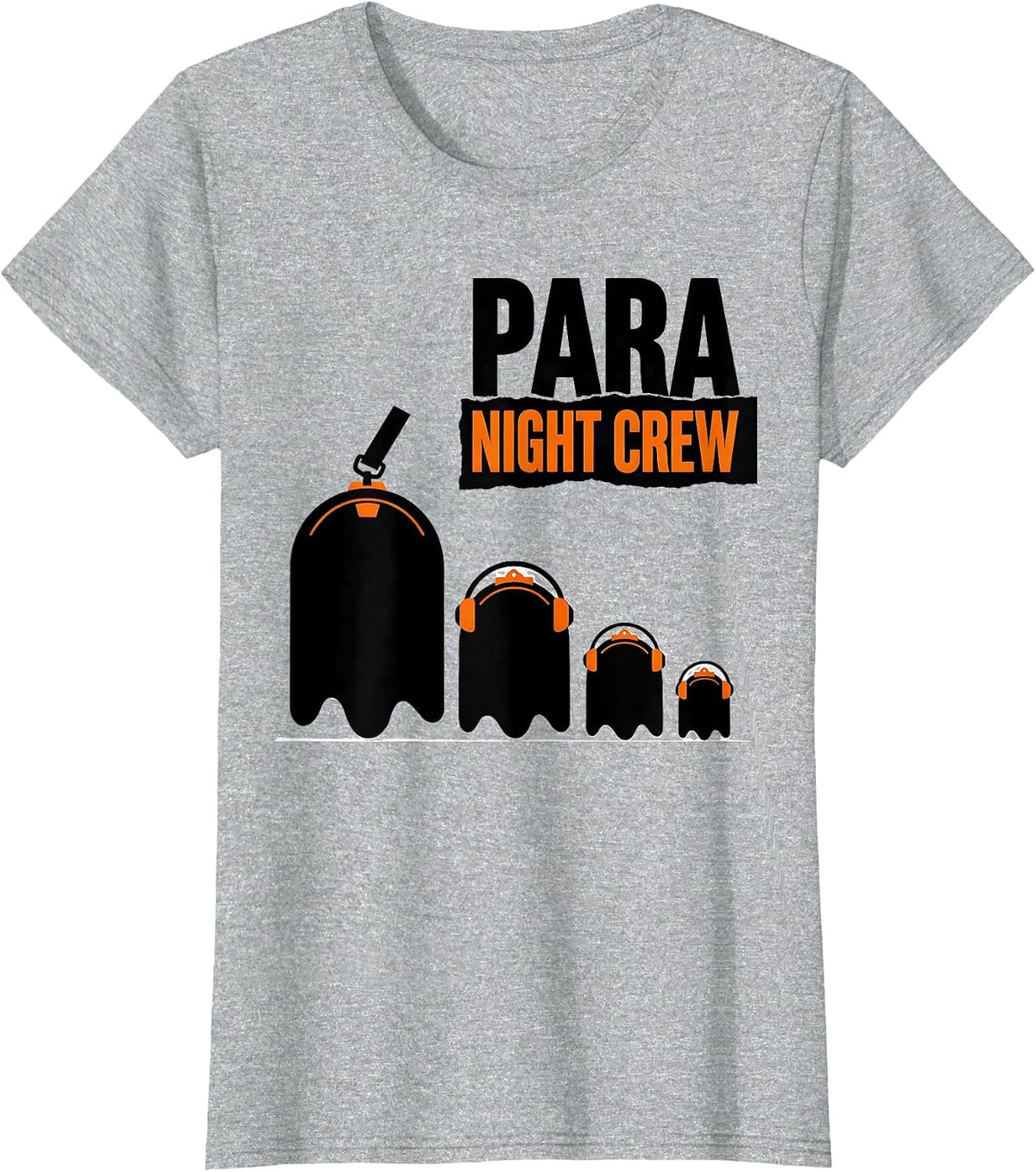 Para Night Crew Brutalist Ghost Para Paraeducator Halloween T-Shirt - Heather Grey