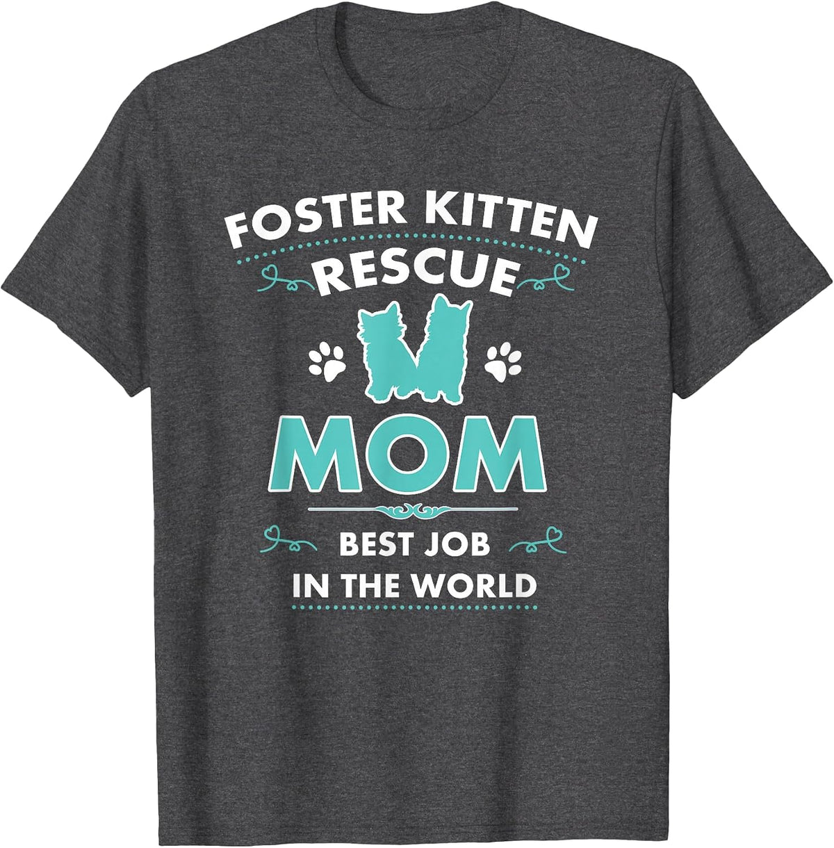 Cute Foster Kitten Rescue Mom Cat Adoption T-Shirt - Dark Heather Grey