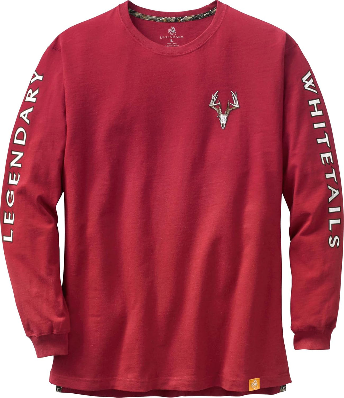 Legendary Whitetails Mens Long Sleeve T-Shirt 100% Cotton Preshrunk Tee - Tall Cardinal