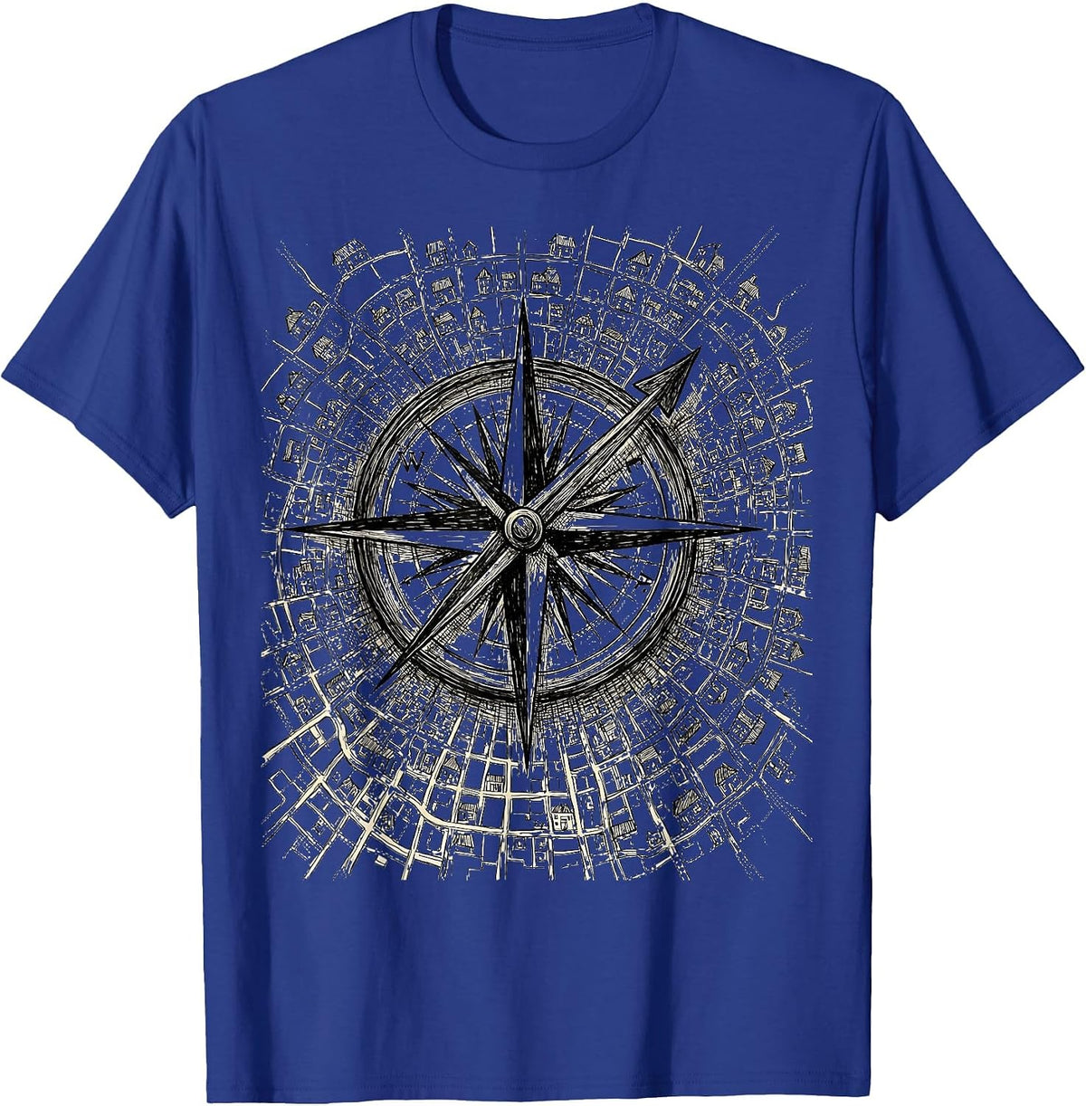 Social Worker Compass Rose Neighborhood Map Graphic T-Shirt - Royal Blue