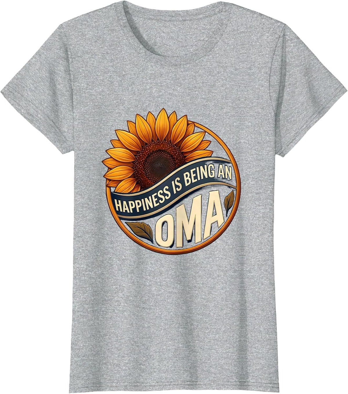 Women's Happiness Is Being An Oma Sunflower Mother's Day Grandma T-Shirt - Heather Grey