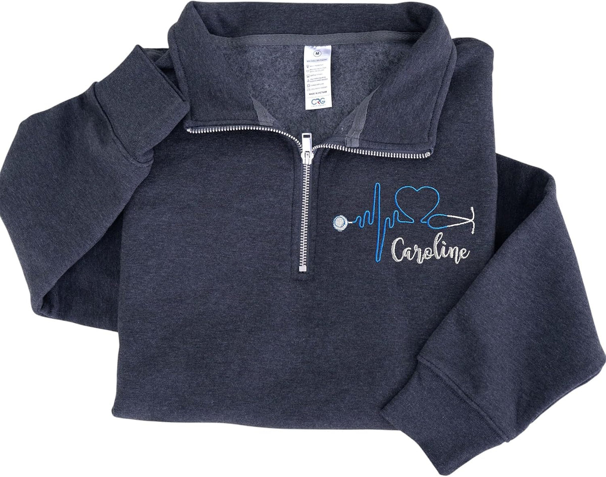 Custom Nurse Quarter Zip Sweatshirt, Personalized Embroidered Nurse Sweatshirt, Nurses Gifts - Nurse 1