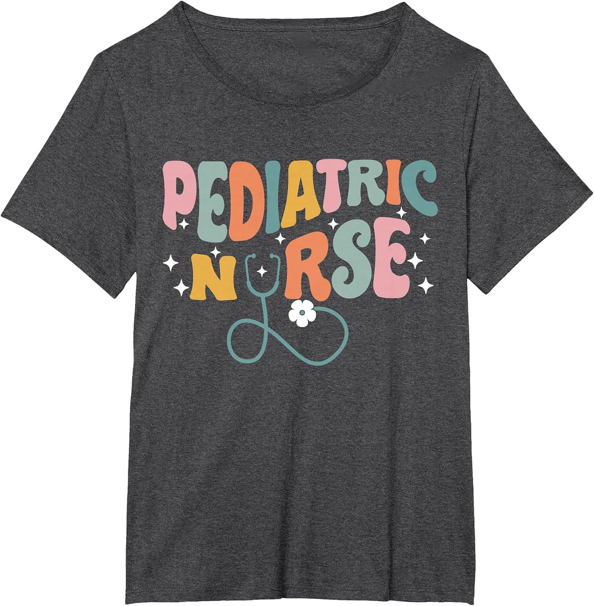 Pediatric Nurse Groovy Nursing School NICU Nurse RN Grad T-Shirt - Dark Heather Grey