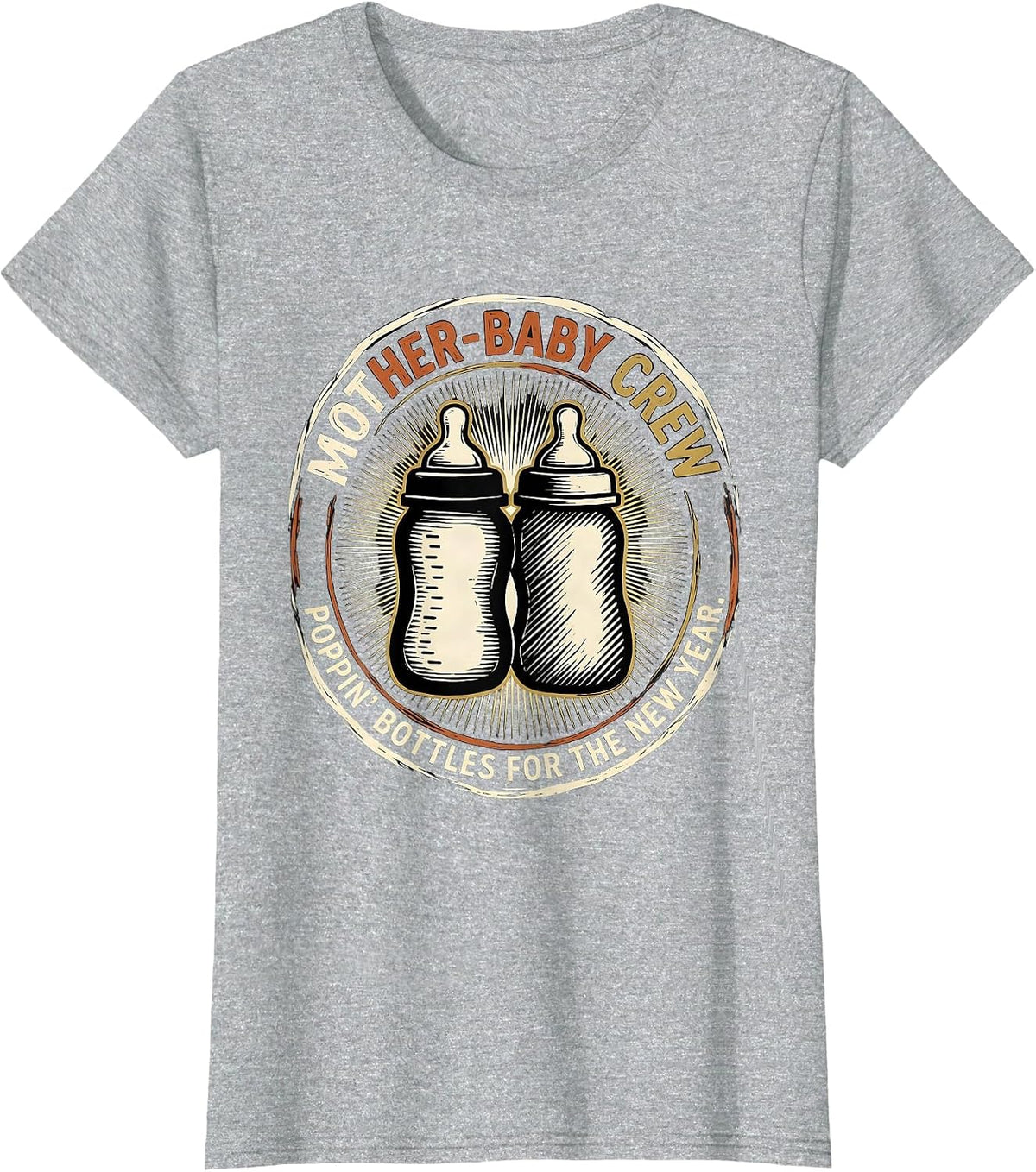 Mother-Baby Crew Poppin' Bottles For The New Year NICU Nurse T-Shirt - Heather Grey