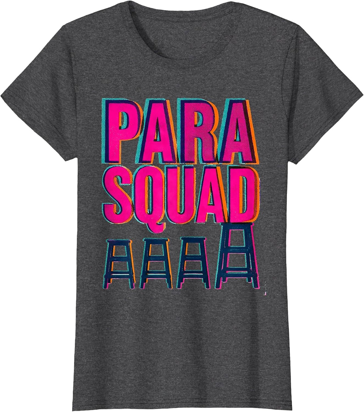 Women's Para Squad Paraprofessional Teacher Appreciation Back T-Shirt - Dark Heather Grey