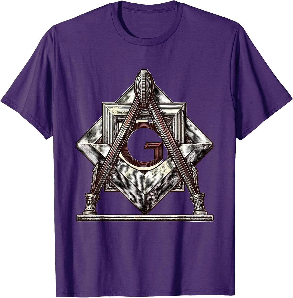 Men's Square And Compass Freemason Fraternal Pride T-Shirt - Purple