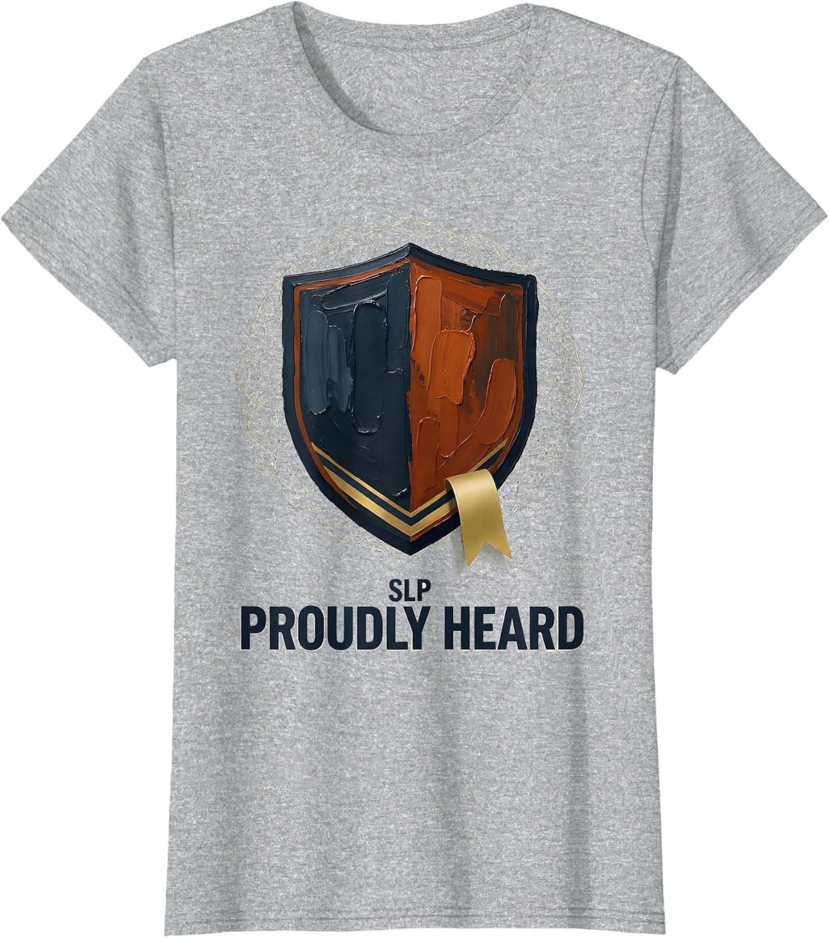SLP Proudly Heard Retro Varsity Shield Speech Language T-Shirt - Heather Grey