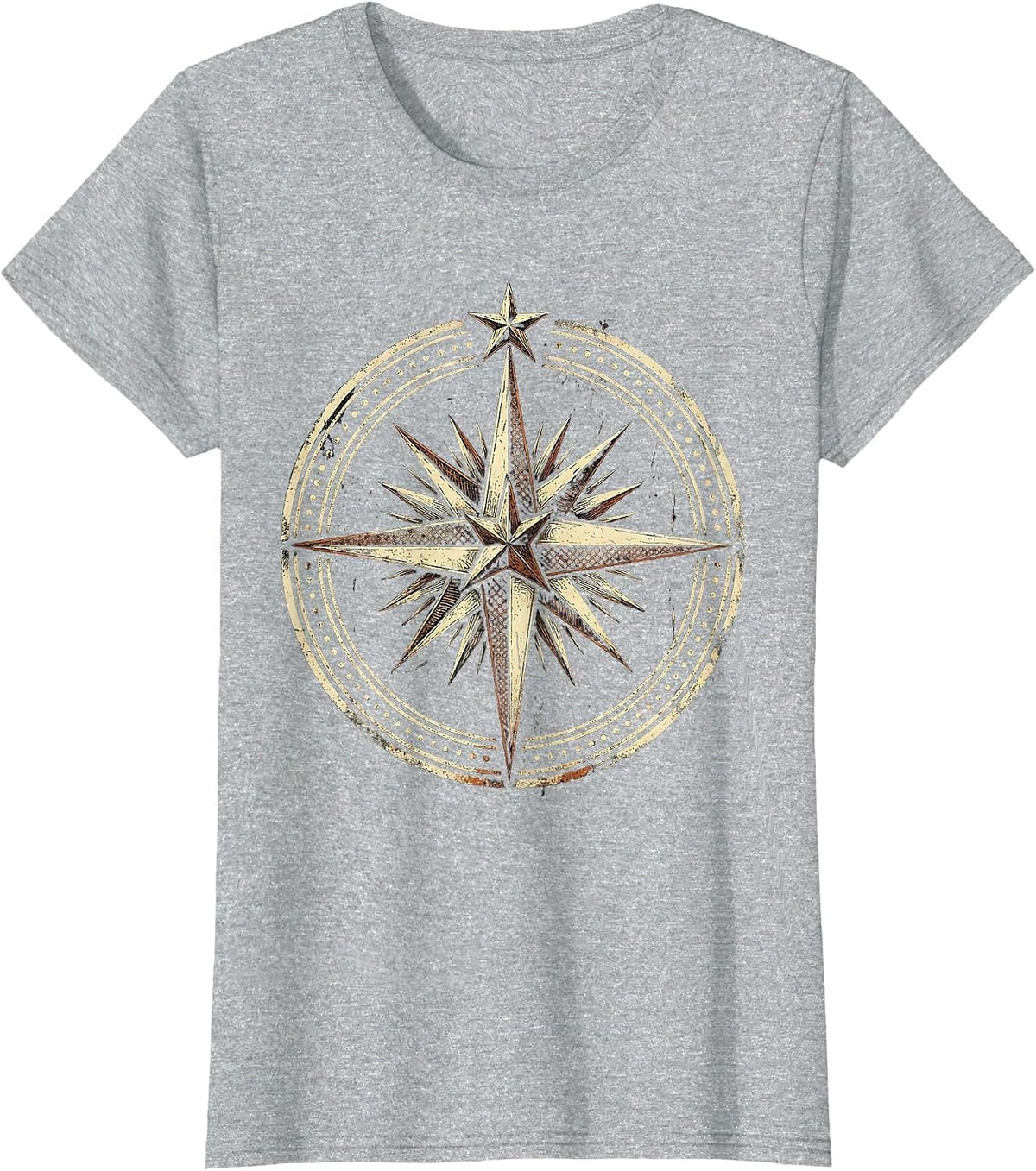 Women's Social Worker Compass Rose Guiding Star Design T-Shirt - Heather Grey