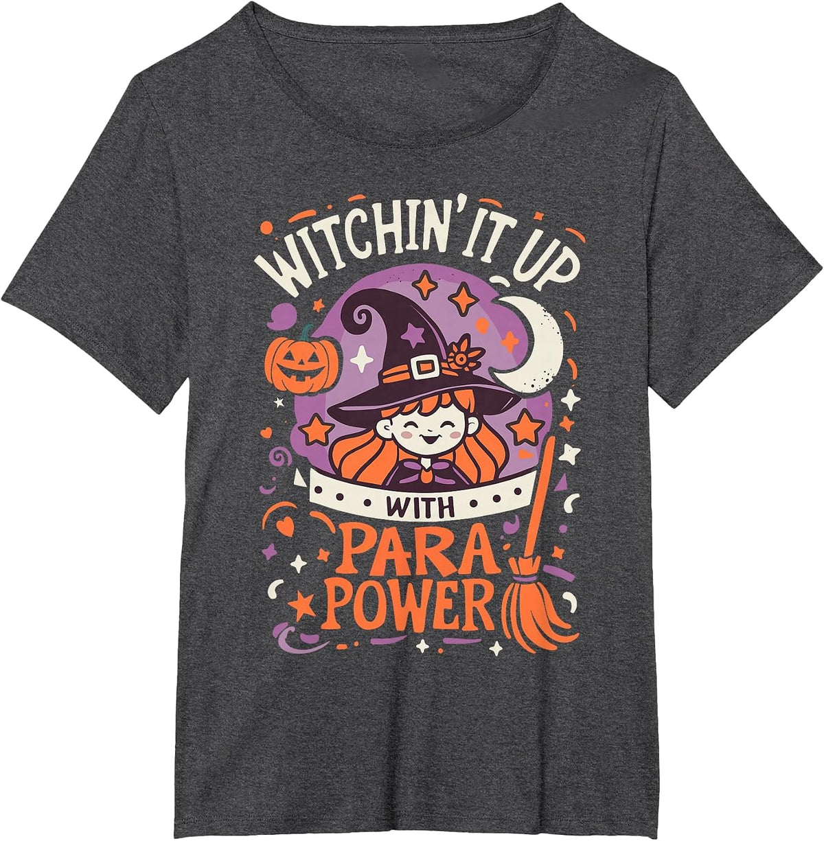 Halloween Team Paraprofessional School Men Women Spooky Fun T-Shirt - Dark Heather Grey