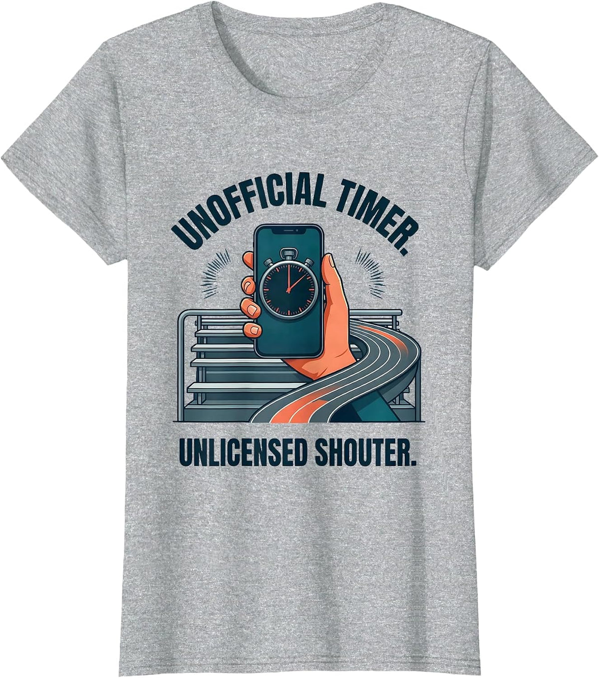 Women's Unofficial Timer Unlicensed Shouter Track Mom Track T-Shirt - Heather Grey