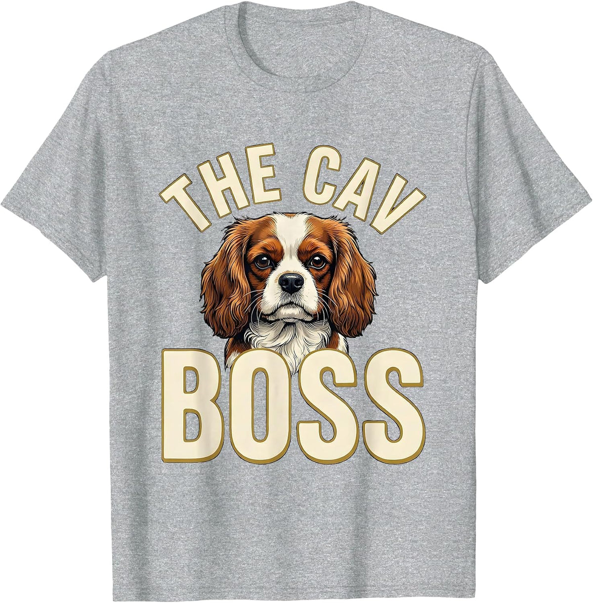 Men's The Cav Boss Funny Cavalier King Charles Spaniel Owner Dad T-Shirt - Heather Grey