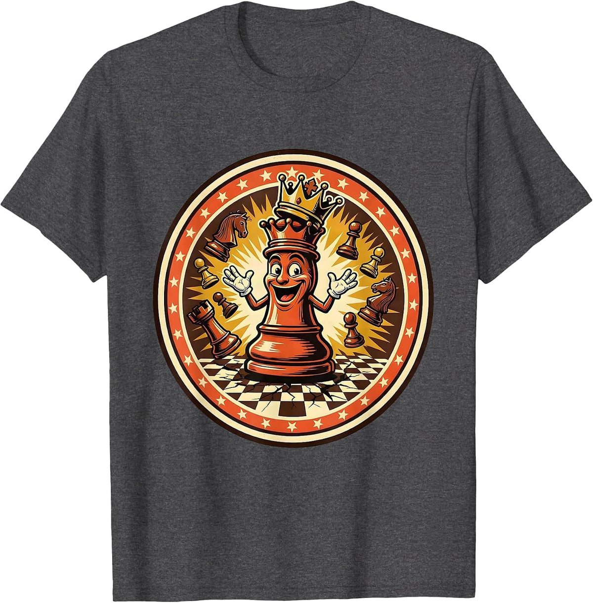 Men's Chaos Coordinator Exploding Chess Board Graphic T-Shirt - Dark Heather Grey