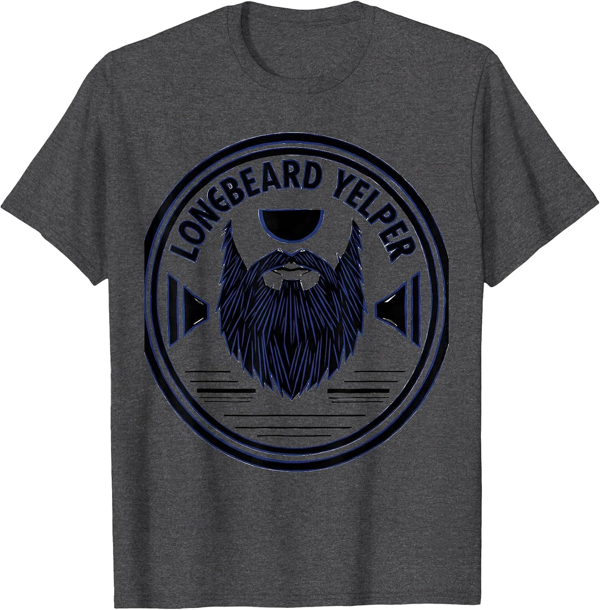 Men's Longbeard Yelper Geometric Turkey Hunting Season Gift Humor T-Shirt - Dark Heather Grey