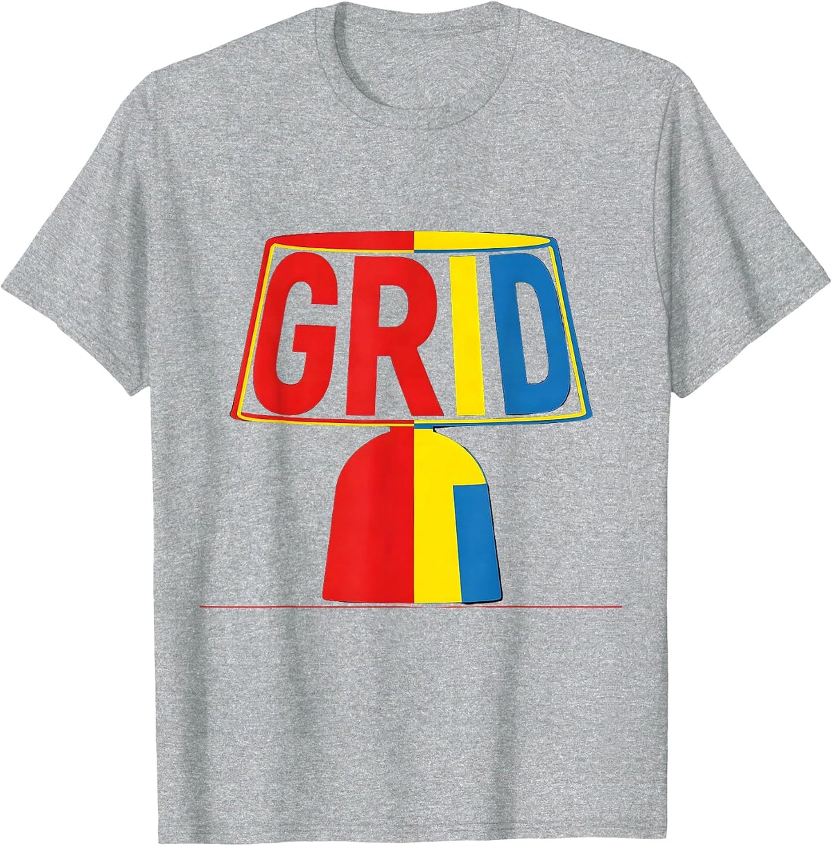Men's GRID Geometric Bauhaus 100th Anniversary Design Movement T-Shirt - Heather Grey