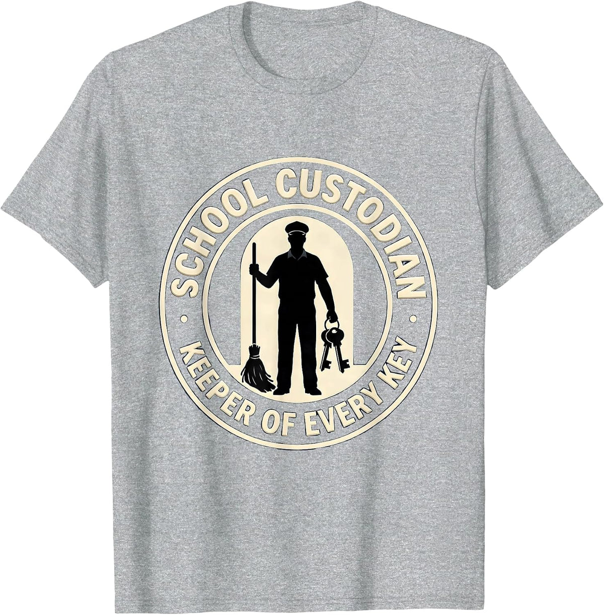 Men's School Custodian, Keeper of Every Key Funny Custodian T-Shirt - Heather Grey