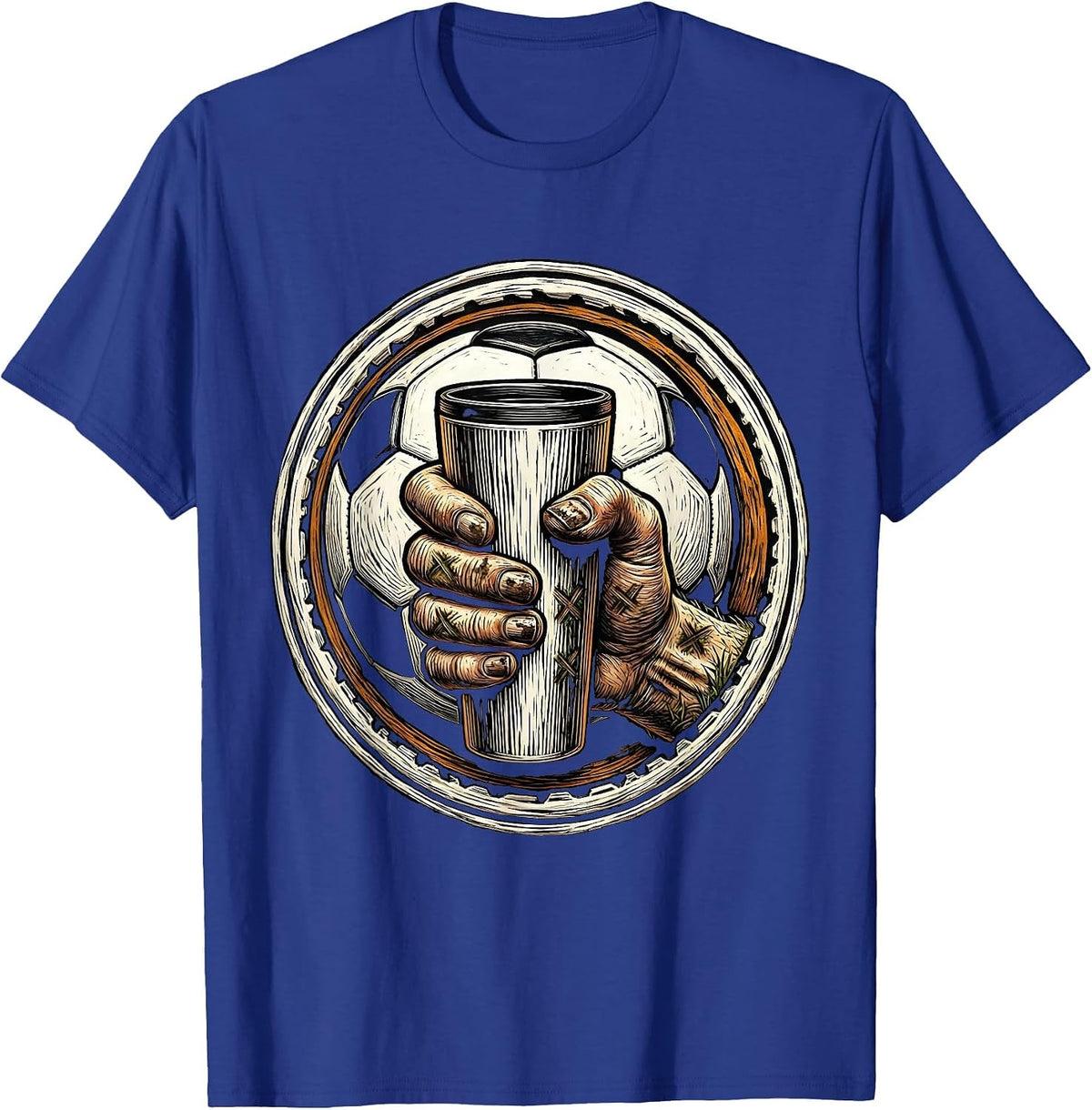 Soccer Dad Grass-Stained Coffee Mug Graphic T-Shirt - Royal Blue