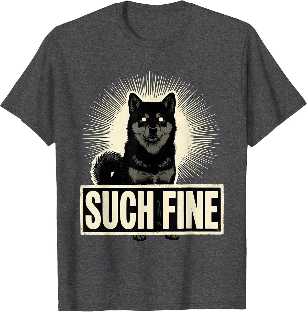 Men's Such Fine Cute Kawaii Puppy Shiba Inu Meme Dog Lover Humor T-Shirt - Dark Heather Grey